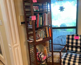 Narrow bookshelf with cookbooks