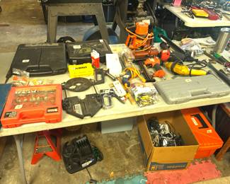 Tools, lawnmower, ladders