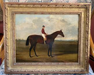 Signed and Dated 1838 Equestrian Oil Painting.