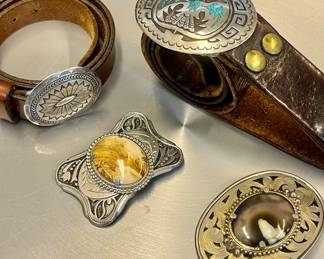 Sterling silver and silver plate buckles.