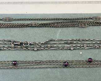 Sterling silver antique watch chains. 