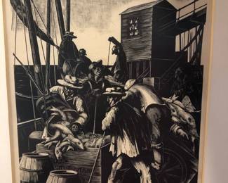 Clare Leighton Boston Cod, wood engraving
