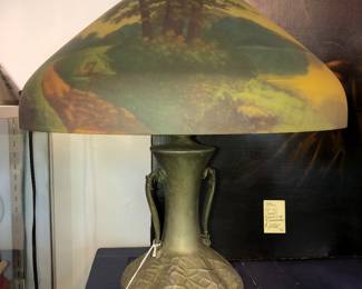 Antique reverse painted lamp