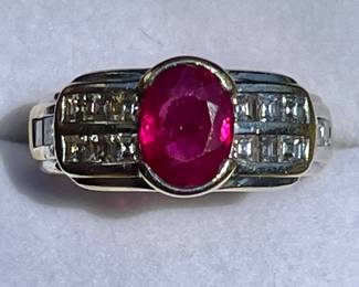 18k Ruby and diamond ring.