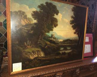 Large European landscape oil painting ca. 1840