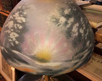 Antique reverse painted lamp