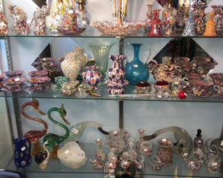 Many rare examples of vintage Millefiori Murano glass by Fratelli Toso & other Venetian Murano glass artisans