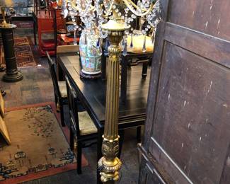 Antique gilt plaster floor candelabra