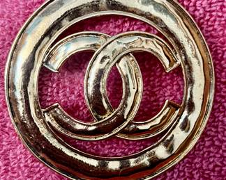 Classic Chanel goldtone CC signed and dated pin.