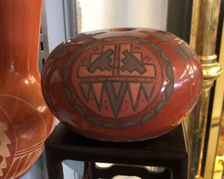 Minnie Vigil, Santa Clara red pottery, 5”w x 3” h