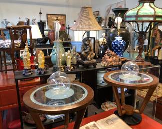 Pair of round Art Deco end tables