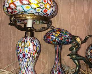 2 of a number of millefiori Murano lamps