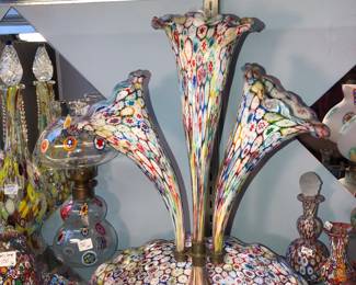 1 of 2 Murano Millefiori epergnes 