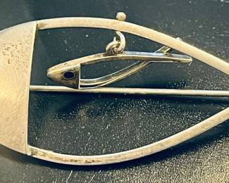 Iconic danish mid century Ole Waldemar Jacobsen double fish pin circa 1950s.