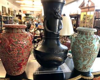 Pair of large Italian majolica floor jars