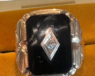 10k vintage onyx and diamond.