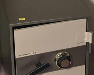 Located in master bedroom. Vanguard 1.5 cubic foot safe. The instruction booklet as to how to reset combination is in the safe.
