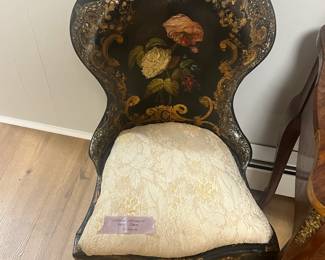 Rare vintage French chair with mother of pearl inlays