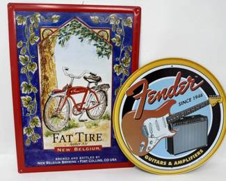 52 2TinSignsFenderFatTireAmberAle
