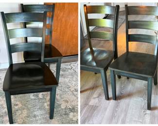 196 4DeepGreenWoodDiningChairs
