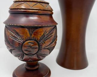 60 HandCarvedWoodUrnModernWoodVessel