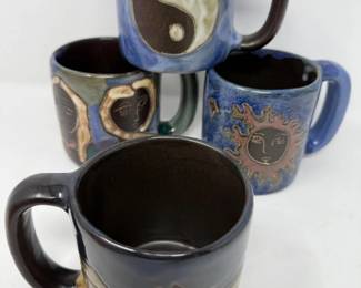 64 4HandCraftedGlazedPotteryMugsMadeinMexico