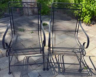 220 2BlackMetalOutdoorChairs