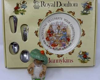 53 BunnykinsPlateForkSpoonSetBeatrixPotterFigurine