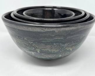 58 Setof4HandCraftedGlazedPotteryNestingBowlsbyBarbChilds