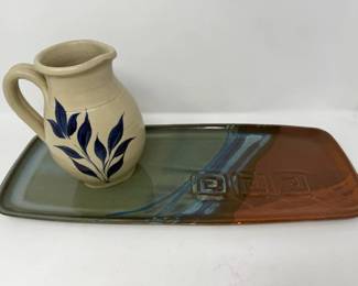 165 HandCraftedPotteryTrayandPitcher