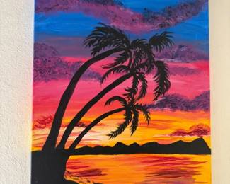 283 PalmsintheSunsetAnOriginalAcrylicPaintingbyLC