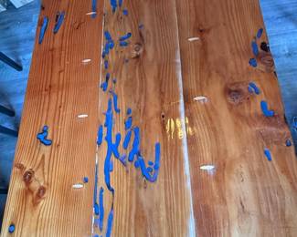 1 CustomMadeBlueEpoxyandWoodTable