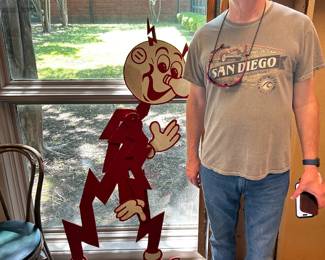 Vintage Kilowatt figure with adjustable arms and legs. Circle 1945 Painted plywood.