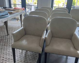 Set of 12 Tan Oka Dining Chairs