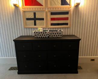Pottery Barn Kids Dresser + Ballard Designs Flag Wall Art