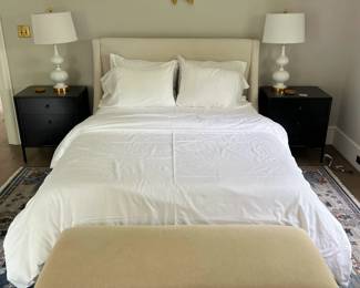 Pottery Barn Upholstered Tweed Ivory Bed