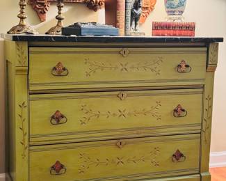 Spanish Olive Dresser With Marble Top