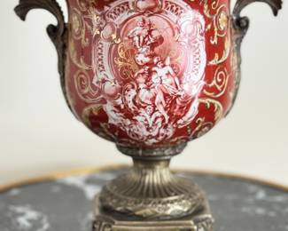 Vintage Mark Roberts Porcelain and Brass Urn Vessel