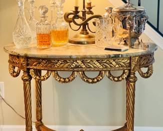 French Louis XVI Revival Giltwood & Marble Centre Table