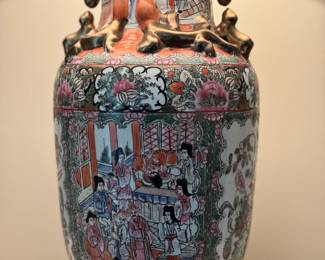 Chinese Porcelain Vase Gold Handle