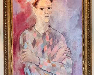 Harlequin Painting. In The Style Of Picasso.