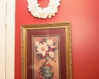 Magnolia Topiary by Barbara Mock and Ceramic Wreath