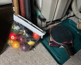 Pool cues and pool balls (no table)