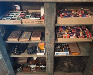 Hallmark Ornaments, Several Vintage Cameras, Some Old Books and Binoculars!