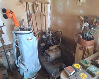 Air Compressor and Vintage Golf Clubs with Bag!