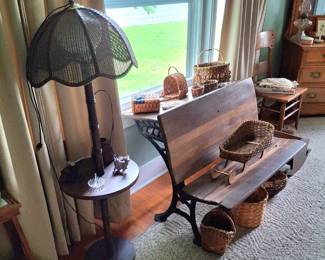 Antique School Desk and Variety of Baskets!