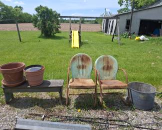 2 Vintage Clam Chairs and Several Shepard Hooks!
