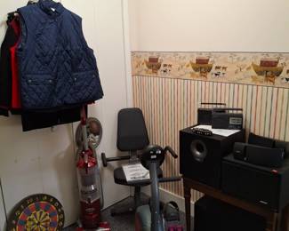 Bose Surround System, Elac Subwooferand Exercise Bike! Ladies Jacket Vests Too!