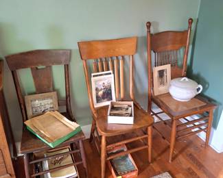 Black and White Pictures, Music Books, Old Newspapers and More Good Quality Wooden Chairs!