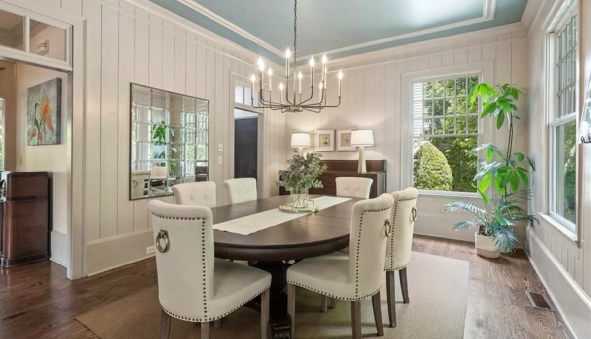 1800's Refinished Dining Table - includes 6 leaves (3 original). Also includes 6 upholstered chairs pictured in addition to the original antique chairs. See additional photos.